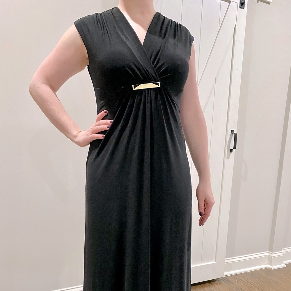 Elegant black jersey evening / maxi dress